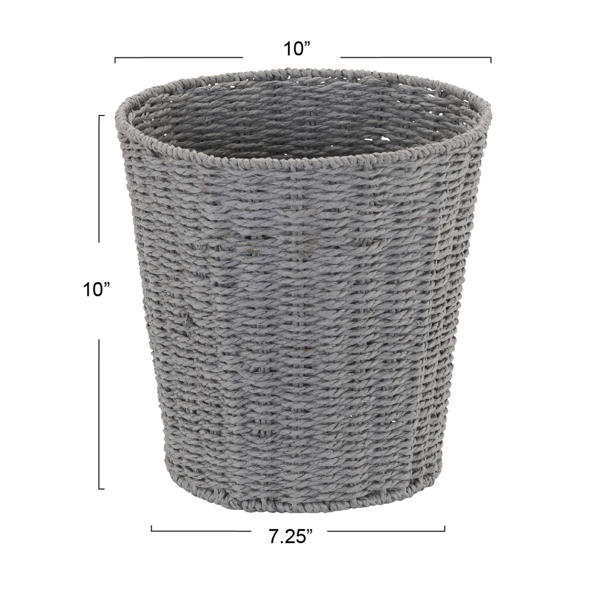Household Essentials Gray Woven Paper Rope Waste Basket